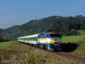 754 028 worked R1403 up the bank from Branna towards Ostruzna in perfect conditions on 12 September 2010.