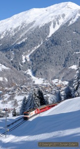 641 climbed from Klosters to Cavadürli with RE1037 on 23 February 2011.