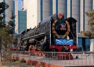 QJ 1043 (probably QJ 6540 in reality) was plinthed outside the Shenyang Railway Museum at Sujiatun