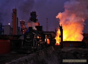 Slag tipping by moonlight. SY1191 basked in the warm glow of molten slag pouring into the tipping ponds