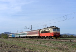 CD class 242s are regular visitors to Zvolen and Banska Bystrica. 242.243 approached Velka Luka with R811, the 06:37 from Bratislava to Kosice, on 8 April 2011.