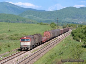 The Velka Ida - Plesivec pick-up freight was a good sized train on 9 May 2011 when it was photographed approaching Jovice behind 751.118.