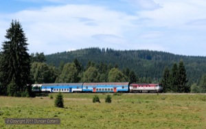 749.256 was less than 1km into it's 88km journey from Nove Udoli to Ceske Budejovice with Os8119/8118 when it was photographed on 11 August 2011.