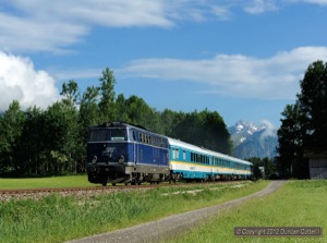 SVG's 2143.18 was working ALEX trains between Oberstdorf and Immenstadt at the beginning of my trip. The loco was photographed leading ALX84175 north near Altstädten on 20 June. 